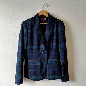 Green & Blue Plaid Blazer